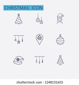 Outline christmas icon set.Vector illustration