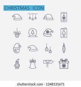 Outline christmas icon set.Vector illustration