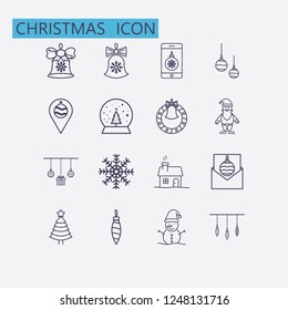 Outline christmas icon set.Vector illustration