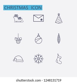 Outline christmas icon set.Vector illustration