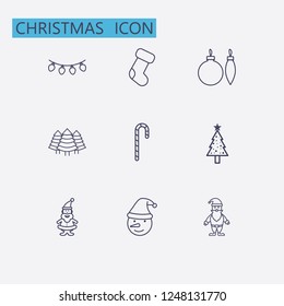 Outline christmas icon set.Vector illustration