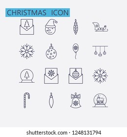 Outline christmas icon set.Vector illustration