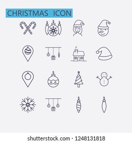 Outline christmas icon set.Vector illustration