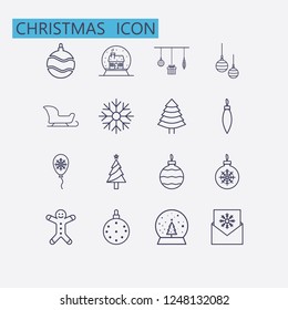 Outline christmas icon set.Vector illustration