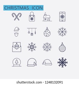 Outline christmas icon set.Vector illustration