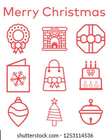Outline christmas icon set.Vector illustration
