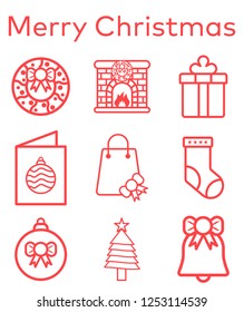 Outline christmas icon set.Vector illustration