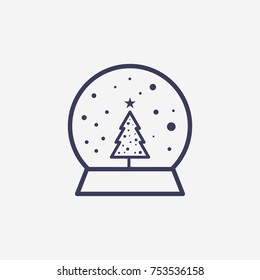 Outline christmas snow globe with christmas tree icon illustration vector symbol