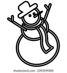 Outline of a christmas snowman icon Vector illustration