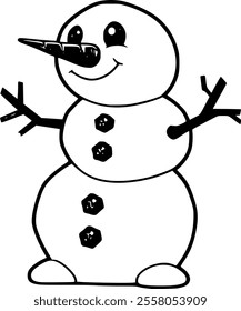 outline of a Christmas snowman in winter