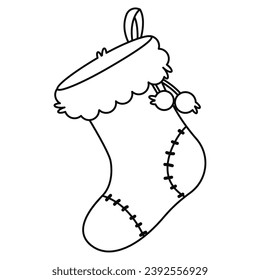 Outline of a christmas sock icon Vector illustration