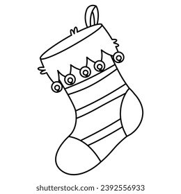 Outline of a christmas sock icon Vector illustration