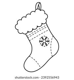 Umrisslinie eines Weihnachtssockikons Vektorgrafik
