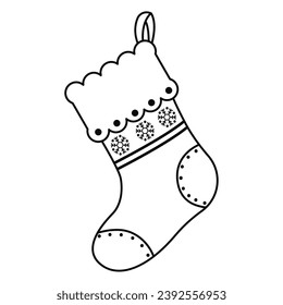 Umrisslinie eines Weihnachtssockikons Vektorgrafik