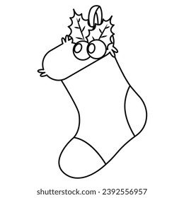 Outline of a christmas sock icon Vector illustration