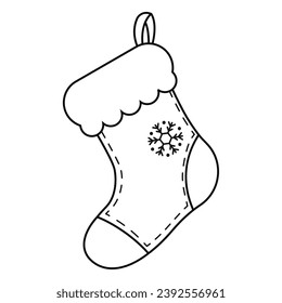 Umrisslinie eines Weihnachtssockikons Vektorgrafik