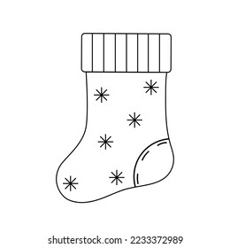 Outline of a Christmas sock on a white background