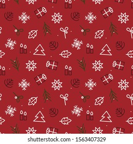 Outline Christmas symbols - vector background