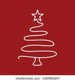 Outline Christmas tree. Christmas greeting card. Minimal abstract background. Vector illustration. Eps10