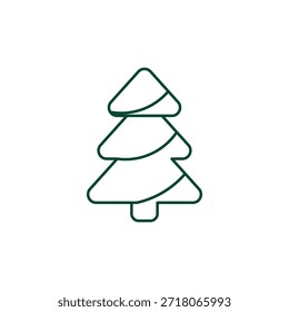 Outline Christmas Tree Icon, Editable Stroke Vector Evergreen Illustration