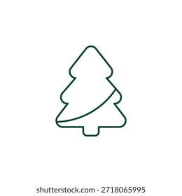 Outline Christmas Tree Icon, Editable Stroke Vector Evergreen Illustration