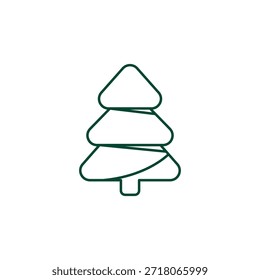 Kontur Weihnachtsbaum Symbol, bearbeitbare Stroke Vector Evergreen Illustration