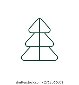 Outline Christmas Tree Icon, Editable Stroke Vector Evergreen Illustration