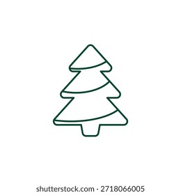 Outline Christmas Tree Icon, Editable Stroke Vector Evergreen Illustration