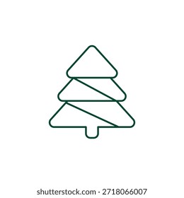 Outline Christmas Tree Icon, Editable Stroke Vector Evergreen Illustration