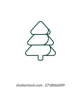 Icono de árbol de Navidad, ilustración de Vector de trazo editable Evergreen