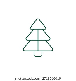 Outline Christmas Tree Icon, Editable Stroke Vector Evergreen Illustration