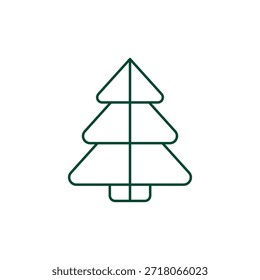Outline Christmas Tree Icon, Editable Stroke Vector Evergreen Illustration
