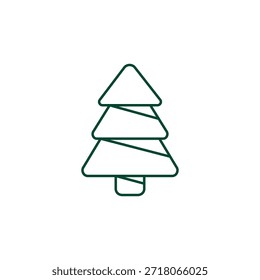 Outline Christmas Tree Icon, Editable Stroke Vector Evergreen Illustration