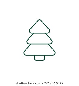 Outline Christmas Tree Icon, Editable Stroke Vector Evergreen Illustration
