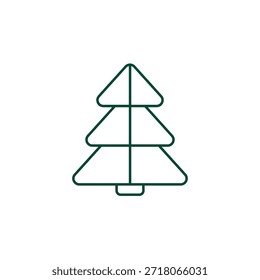 Outline Christmas Tree Icon, Editable Stroke Vector Evergreen Illustration