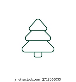 Outline Christmas Tree Icon, Editable Stroke Vector Evergreen Illustration