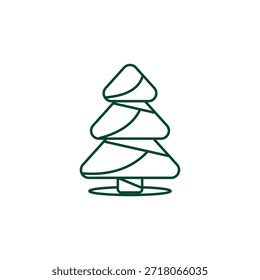 Outline Christmas Tree Icon, Editable Stroke Vector Evergreen Illustration