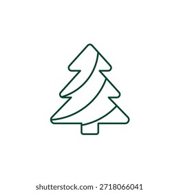 Kontur Weihnachtsbaum Symbol, bearbeitbare Stroke Vector Evergreen Illustration