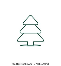 Outline Christmas Tree Icon, Editable Stroke Vector Evergreen Illustration
