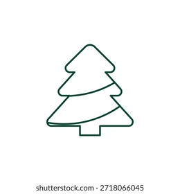 Outline Christmas Tree Icon, Editable Stroke Vector Evergreen Illustration