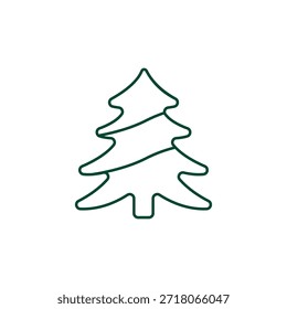 Outline Christmas Tree Icon, Editable Stroke Vector Evergreen Illustration