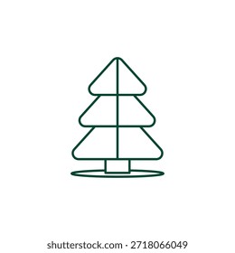 Outline Christmas Tree Icon, Editable Stroke Vector Evergreen Illustration