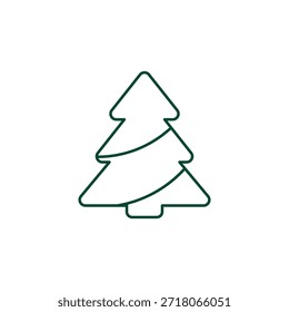 Outline Christmas Tree Icon, Editable Stroke Vector Evergreen Illustration
