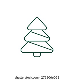 Outline Christmas Tree Icon, Editable Stroke Vector Evergreen Illustration
