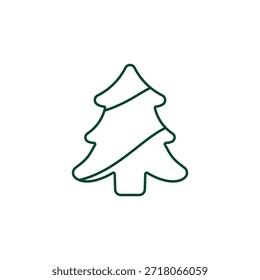 Outline Christmas Tree Icon, Editable Stroke Vector Evergreen Illustration