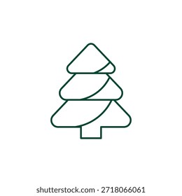 Outline Christmas Tree Icon, Editable Stroke Vector Evergreen Illustration
