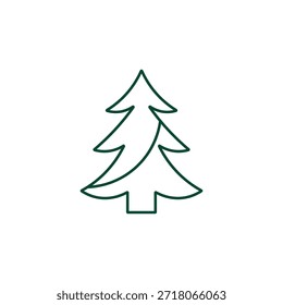 Outline Christmas Tree Icon, Editable Stroke Vector Evergreen Illustration
