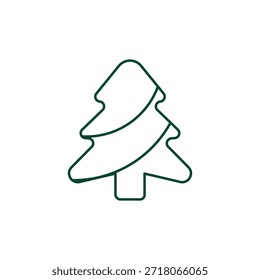 Outline Christmas Tree Icon, Editable Stroke Vector Evergreen Illustration
