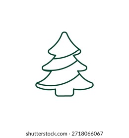 Outline Christmas Tree Icon, Editable Stroke Vector Evergreen Illustration