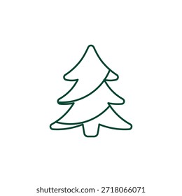 Outline Christmas Tree Icon, Editable Stroke Vector Evergreen Illustration